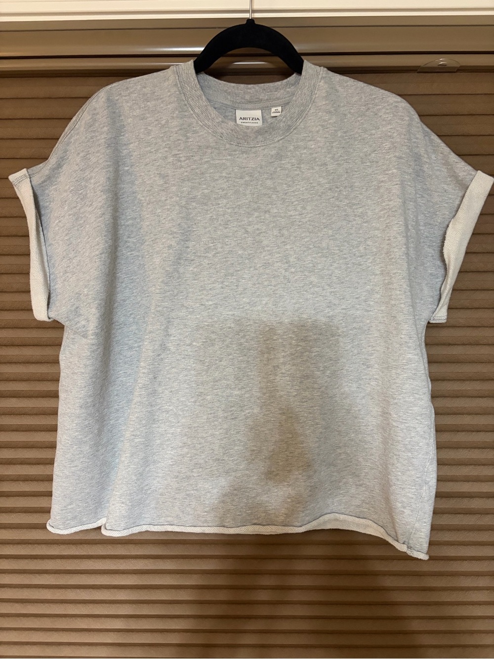 Aritzia sweatfleece Heather Light Gray Crewneck Short Sleeve Sweatshirt